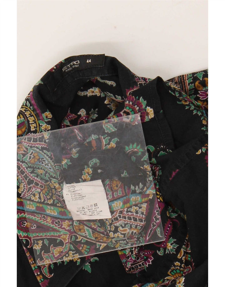 Camisa Etro Mujer IT 44 Medium Negro Paisley Algodón