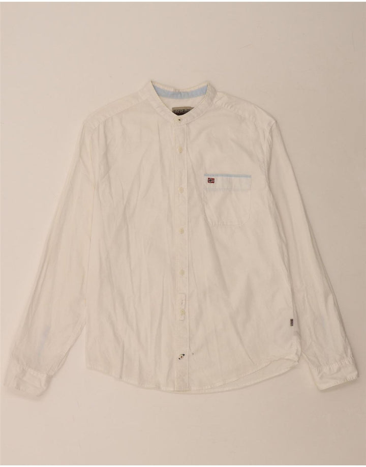 NAPAPIJRI Camisa Geographic Regular Fit para Hombre Algodón Blanco Mediano