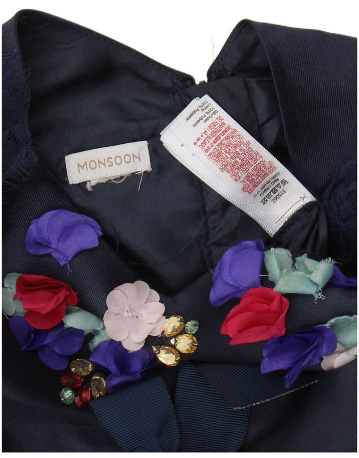 MONSOON Vestido Evasé para Niña 9-10 Años Azul Marino Floral Poliéster