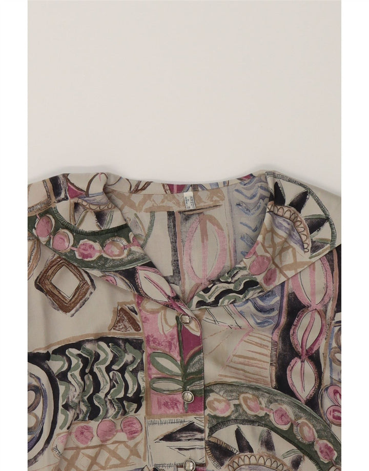 VINTAGE Womens Oversized Abstract Pattern Shirt Blouse UK 10 Small Grey Vintage Vintage and Second-Hand Vintage from Messina Hembry 