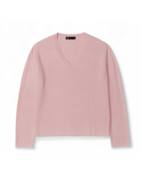 Marks & Spencer Suéter con Cuello en V para Mujer UK 44 Grande Acrílico Rosa