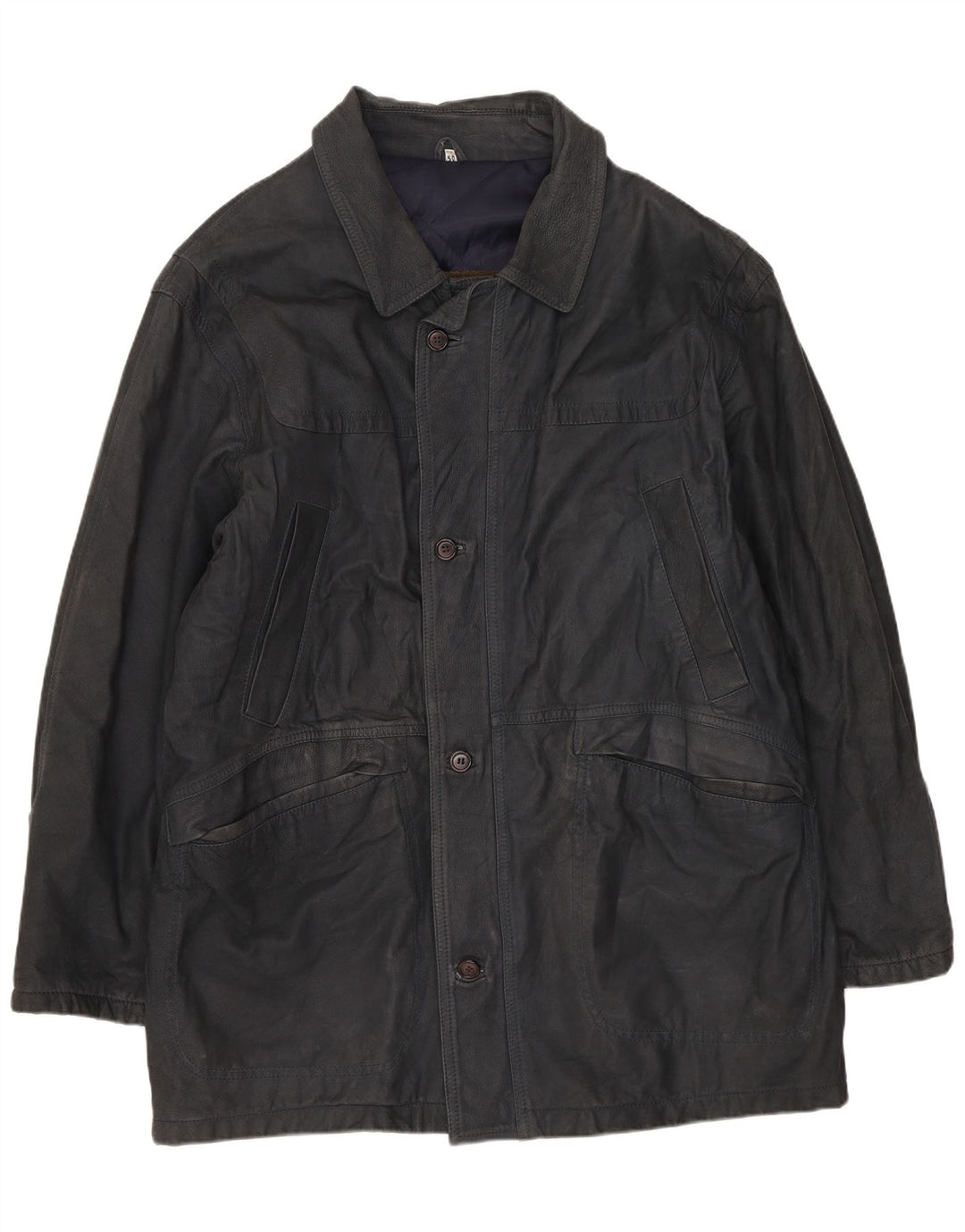 Blue Duck Abrigo de cuero para hombre IT 50 Large Azul marino