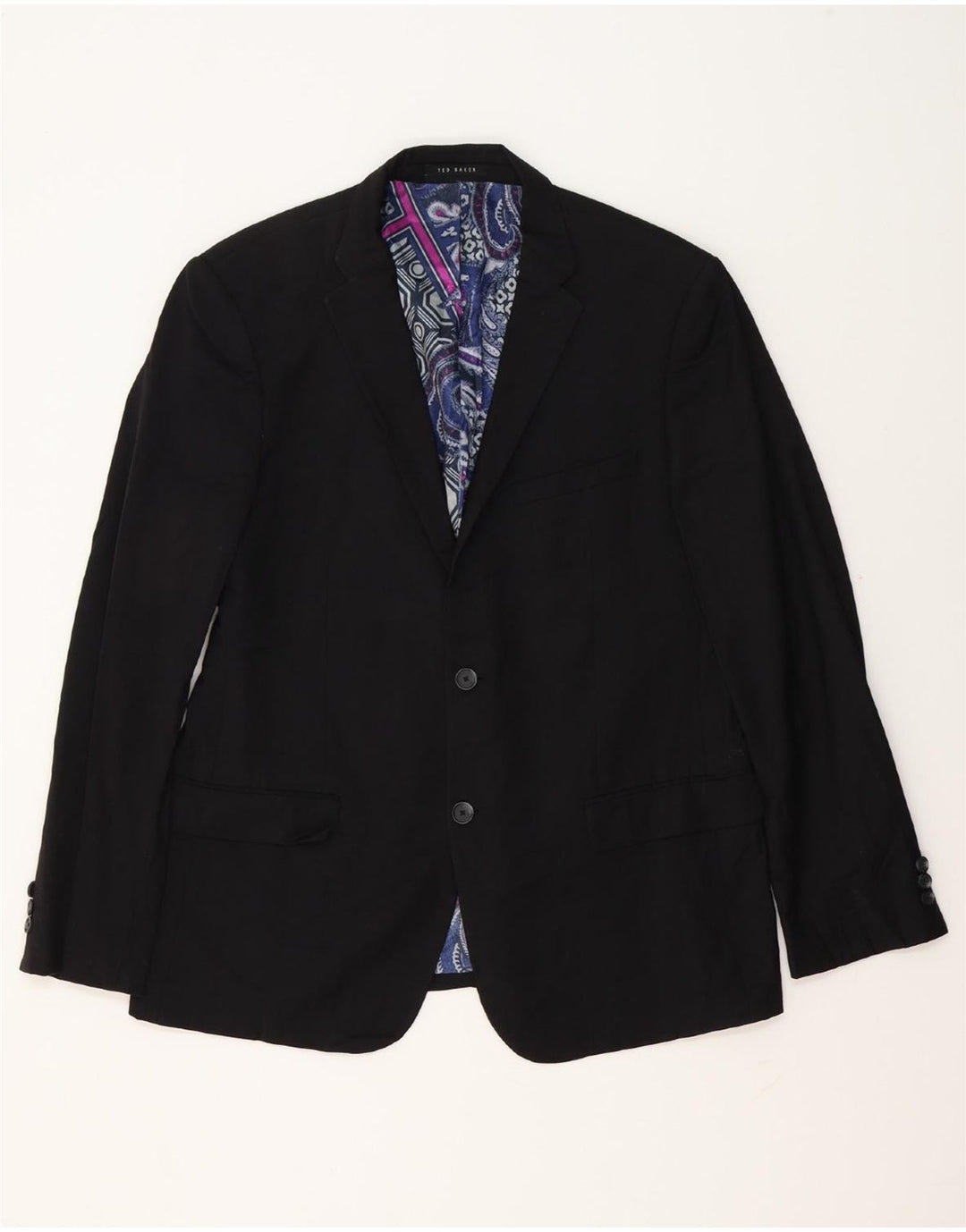 TED BAKER Chaqueta tipo blazer de 2 botones para hombre UK 42 XL Lana negra