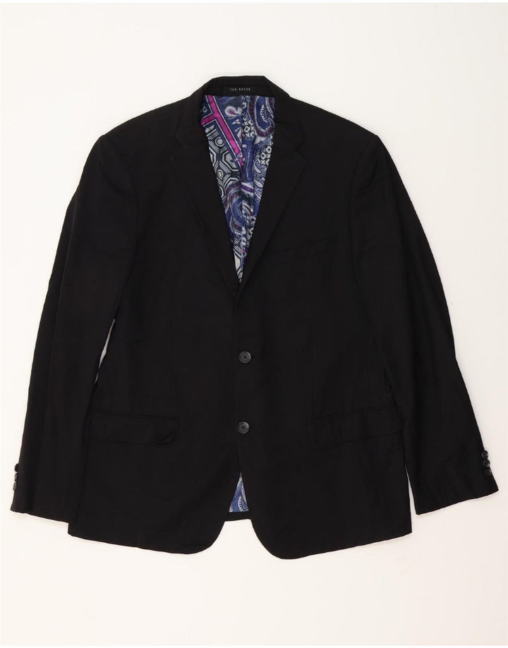 TED BAKER Chaqueta tipo blazer de 2 botones para hombre UK 42 XL Lana negra
