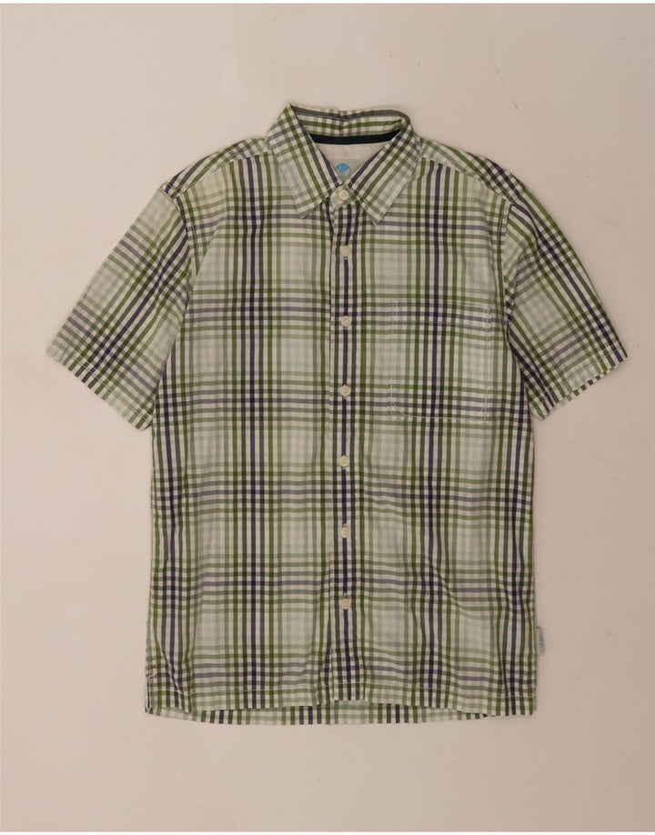 Camisa de manga corta para hombre Fat Face Small de algodón a cuadros verde