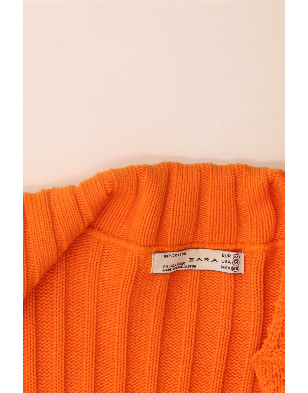 Zara Mujer Cárdigan Suéter UK 12 Medio Naranja Algodón