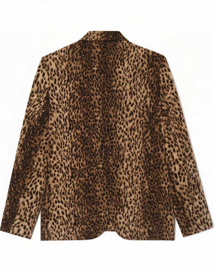 Chaqueta Blazer de 1 botón Zara para mujer UK 44 Large Marrón Animal Print Poliéster