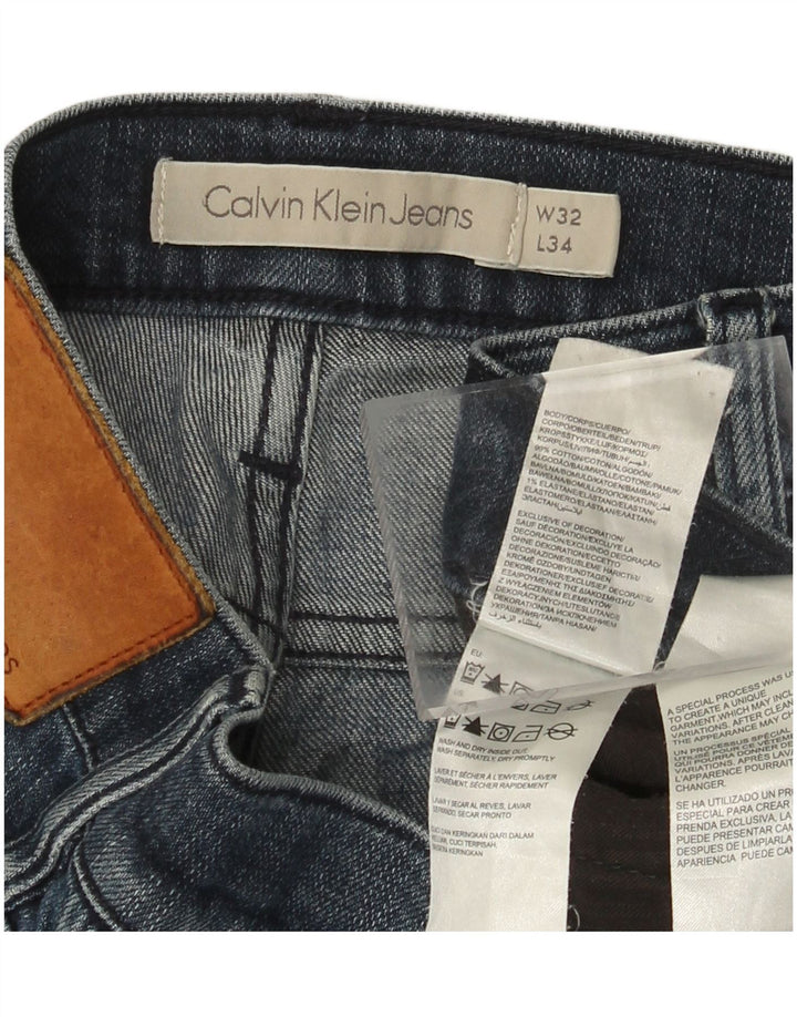 CALVIN KLEIN Vaqueros ajustados desgastados para hombre W32 L34 Algodón azul