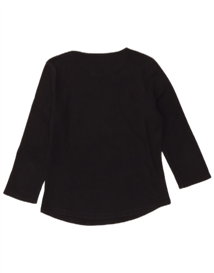 ARMANI JEANS Top gráfico para mujer manga 3/4 UK 12 Mediano Algodón negro