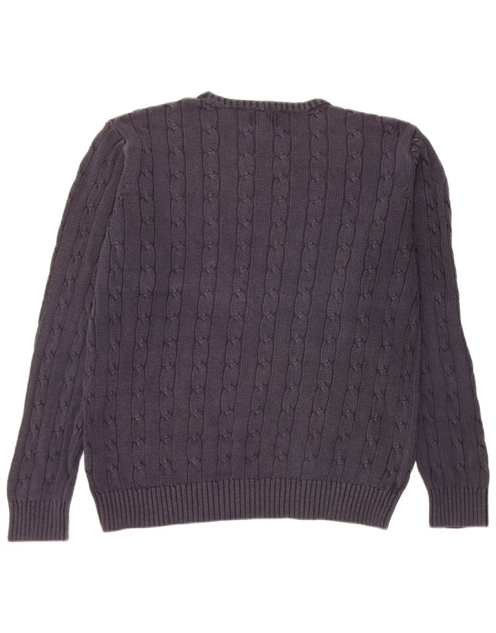 Marks & Spencer Jersey de cuello redondo azul Harbor para hombre, talla grande, azul marino