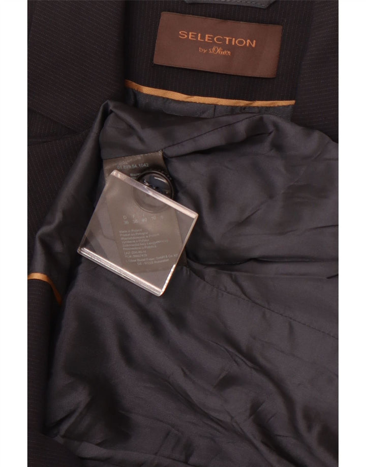 S.OLIVER Chaqueta tipo blazer de 2 botones para mujer UK 10 Small Azul marino a rayas