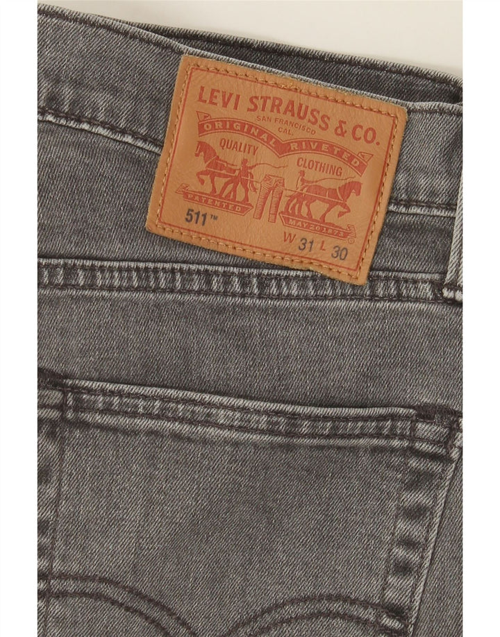 Levi's Hombre 511 Slim Jeans W31 L30 Algodón Gris