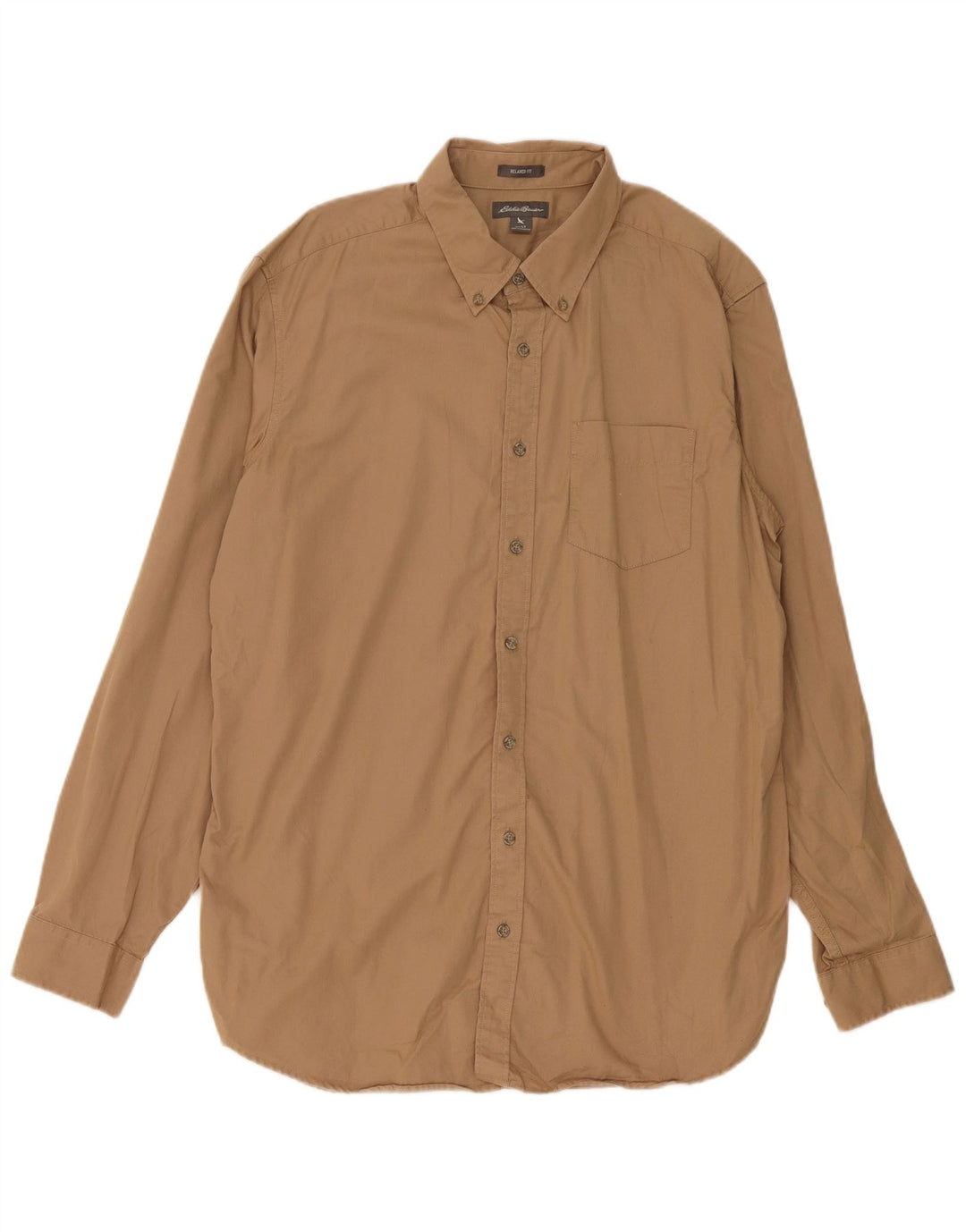 Eddie Bauer Camisa alta para hombre Algodón beige grande