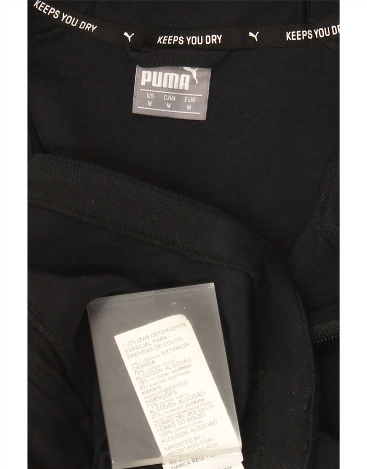 Puma Sudadera con capucha y cremallera para hombre, algodón negro mediano