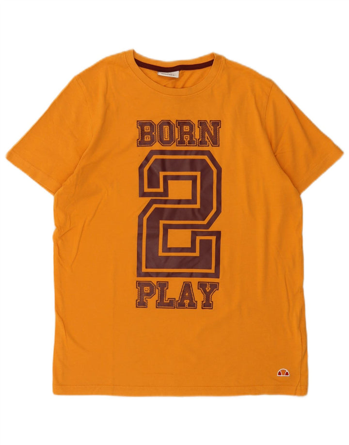 Ellesse - Camiseta gráfica para hombre, talla pequeña, algodón amarillo