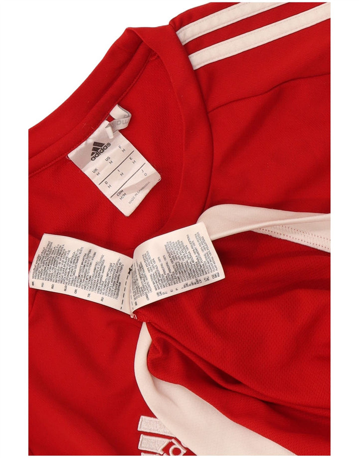 Adidas Hombre Climalite Camiseta Top Medio Rojo Colorblock Poliéster