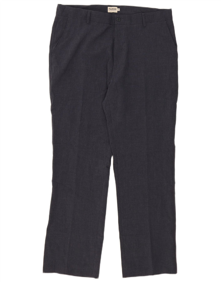 Farah Pantalón de traje de corte clásico para hombre W38 L31 Poliéster azul marino