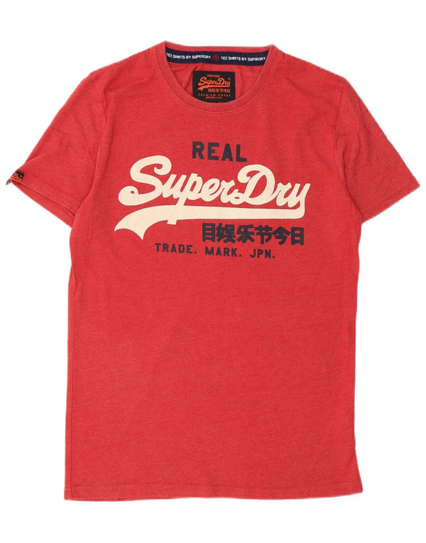 SUPERDRY Camiseta gráfica para hombre Top mediano de algodón rojo