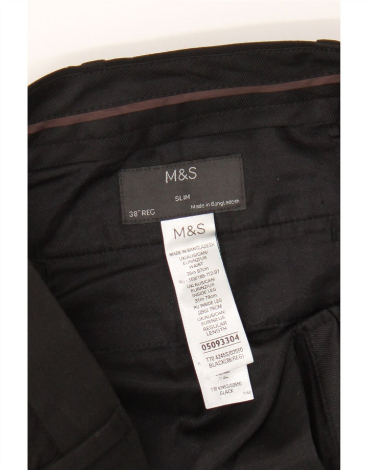 Marks & Spencer Pantalones chinos ajustados para hombre W38 L31 Poliéster negro