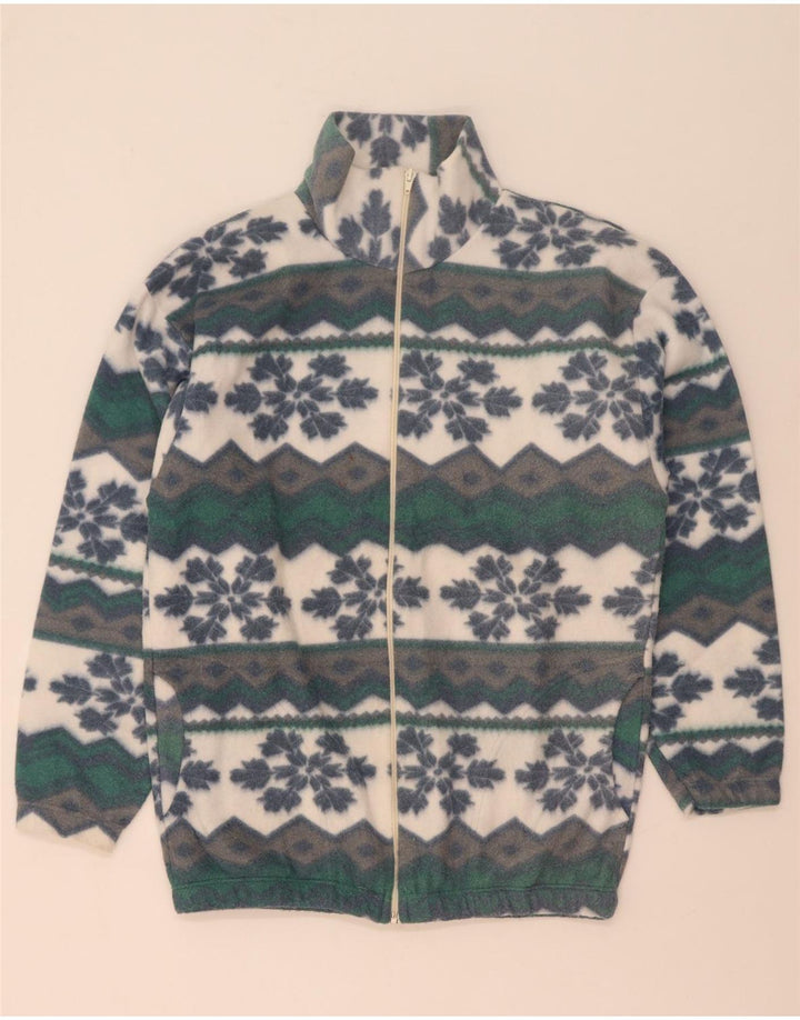 Vintage Mens Fleece Chaqueta Reino Unido 38 Medio Multicolor Fair Isle