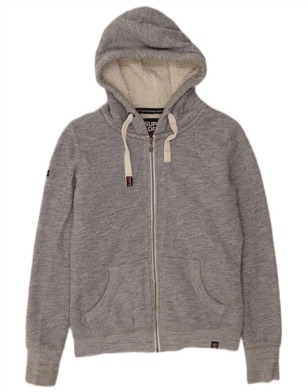Superdry Sudadera con capucha y cremallera para hombre, talla pequeña, algodón gris