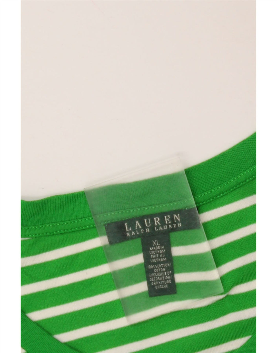 RALPH LAUREN Top Mujer Manga Larga UK 18 XL Algodón A Rayas Verde