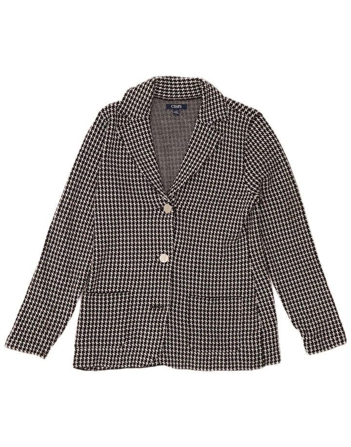 CHAPS Chaqueta tipo blazer de punto con 3 botones para mujer UK 12 Medium Black Houndstooth