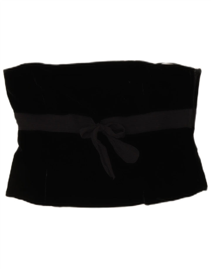 LAURA ASHLEY Top corsé de terciopelo para mujer UK 44 Viscosa negra mediana