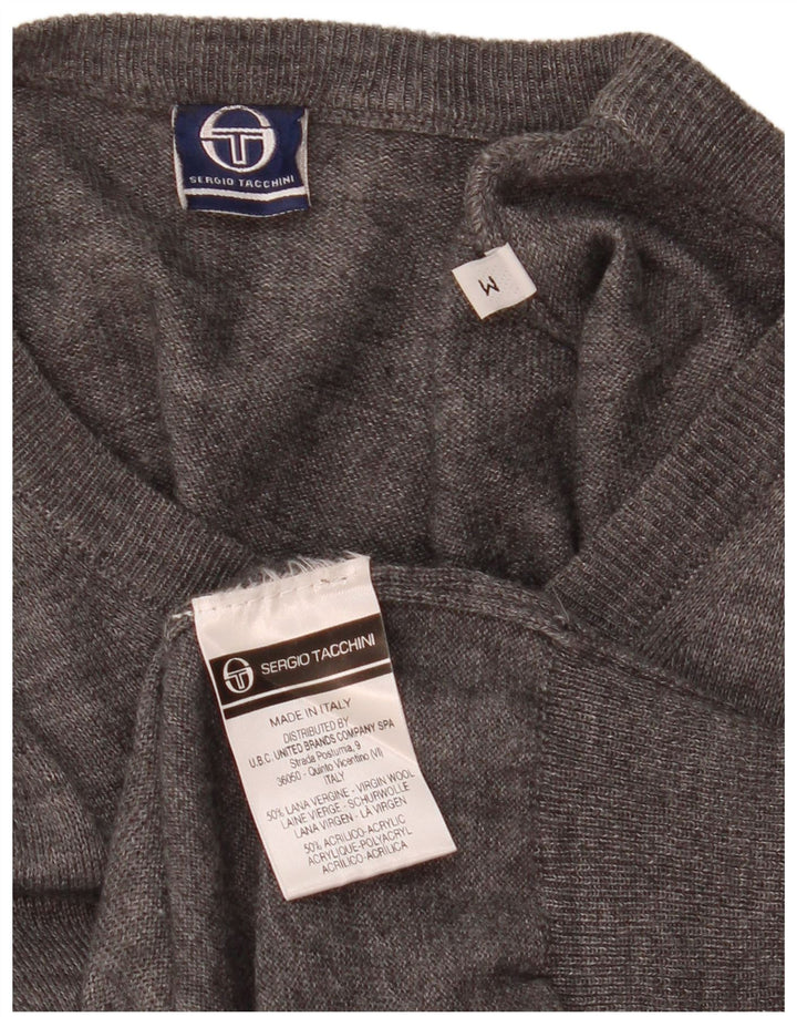 Sergio Tacchini Chaleco para mujer Camiseta sin mangas UK 14 Lana moteada gris medio