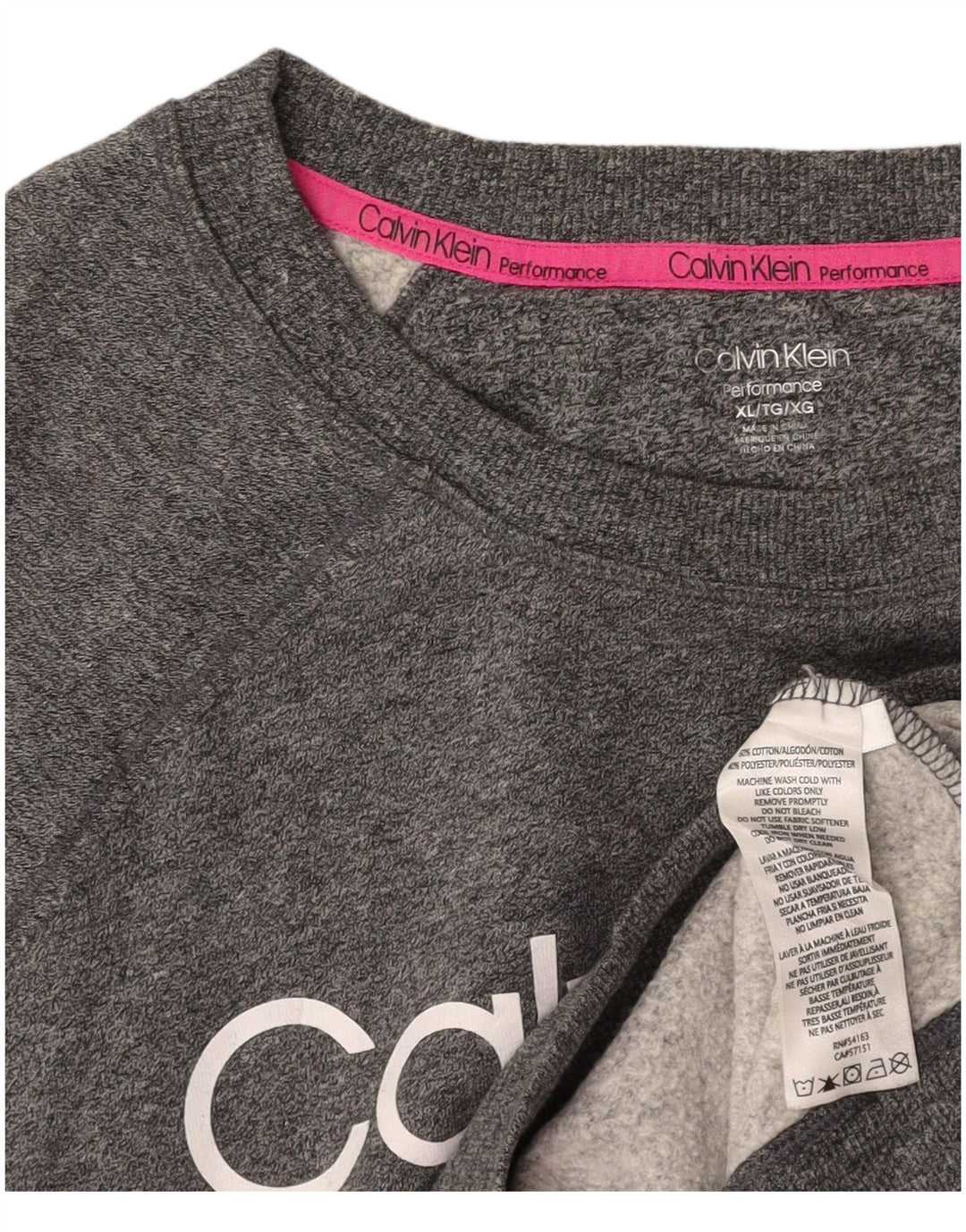CALVIN KLEIN Sudadera con gráfico corto para mujer UK 40 XL Gris moteado