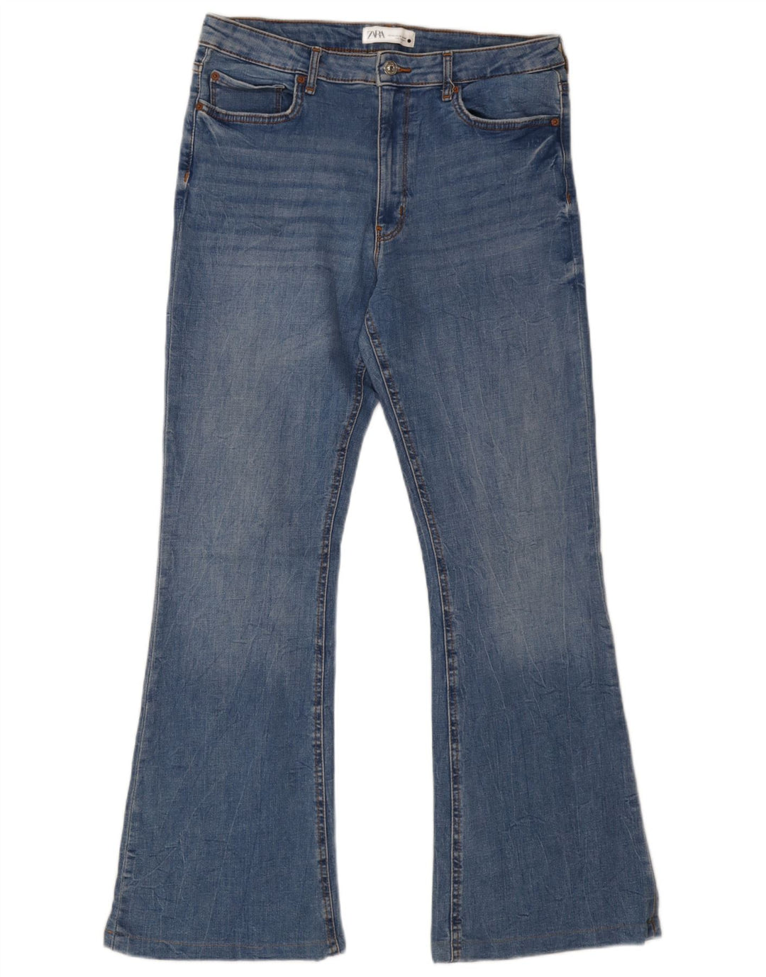 Zara Vaqueros Acampanados Mujer EU 44 XL W34 L31 Algodón Azul