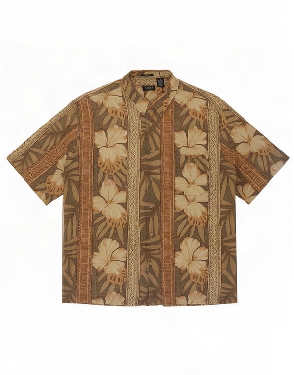 Van Heusen Camisa hawaiana de manga corta para hombre Talla 17 1/2 XL Marrón Floral