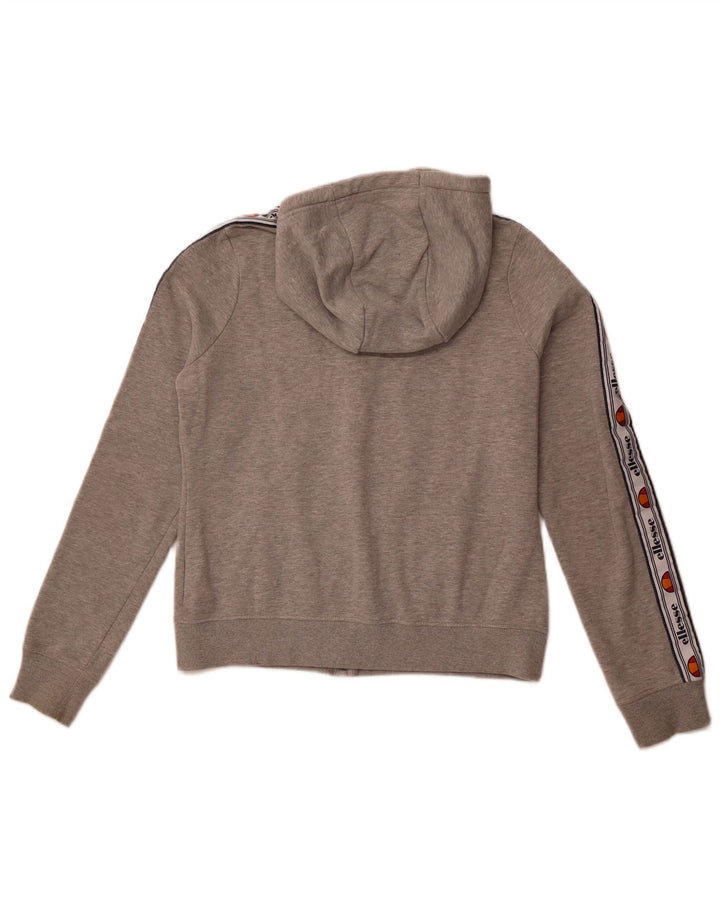 ELLESSE Suéter con capucha y cremallera gráfica para mujer UK 10 Small Grey Cotton