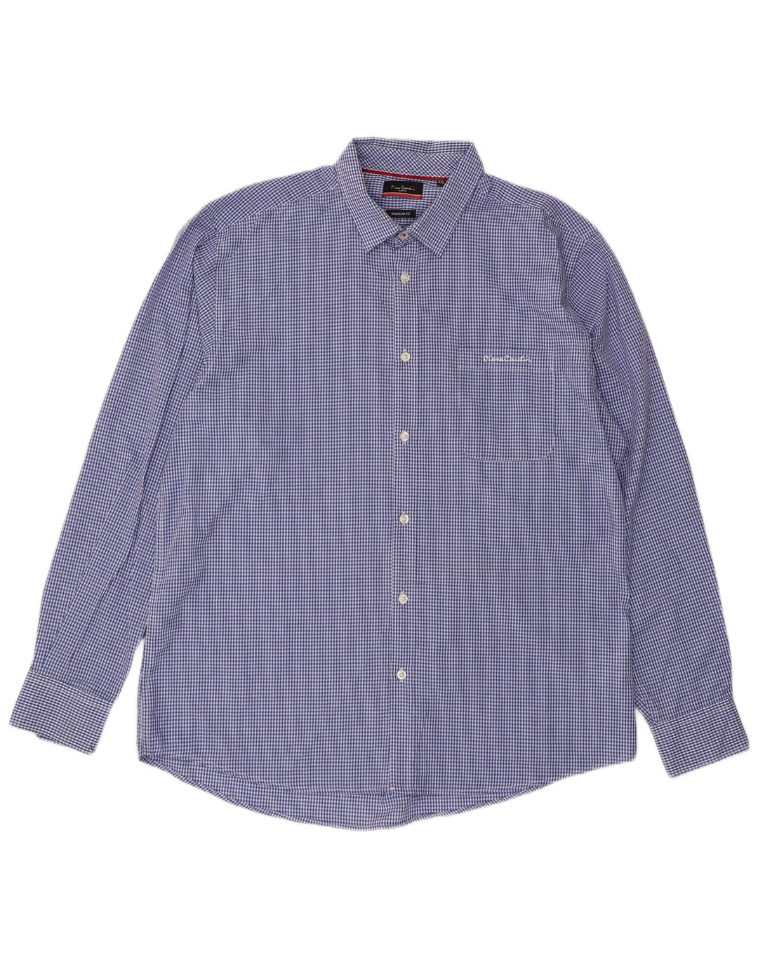 Pierre Cardin Camisa de corte regular para hombre 2XL Poliéster a cuadros azul