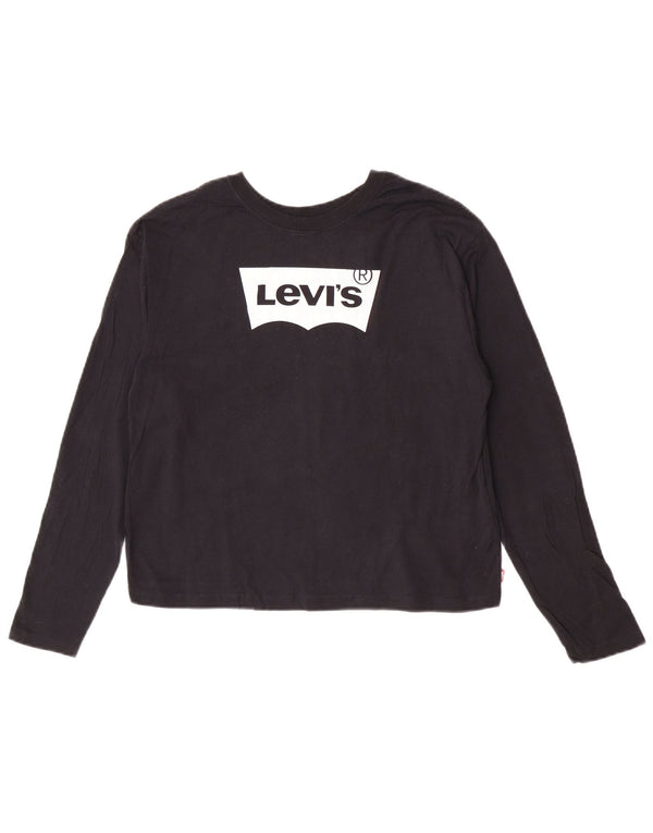 Levi's Top Crop Graphic Manga Larga para Niña 15-16 Años Azul Marino Algodón