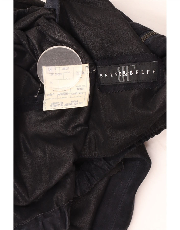 Belfe & Belfe Chaqueta de cuero para hombre IT 52 XL Cuero negro