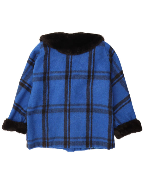 Vintage mujer suelta ajuste abrigo Reino Unido 18 XL azul cuadros