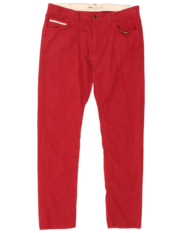 Vans Hombre Slim Casual Pantalones W34 L31 Algodón Rojo