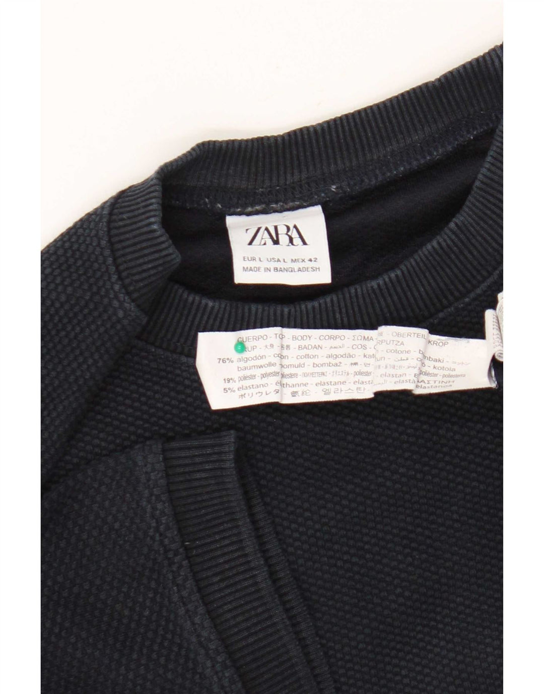 Zara Hombre Camiseta Top Grande Azul Marino Algodón