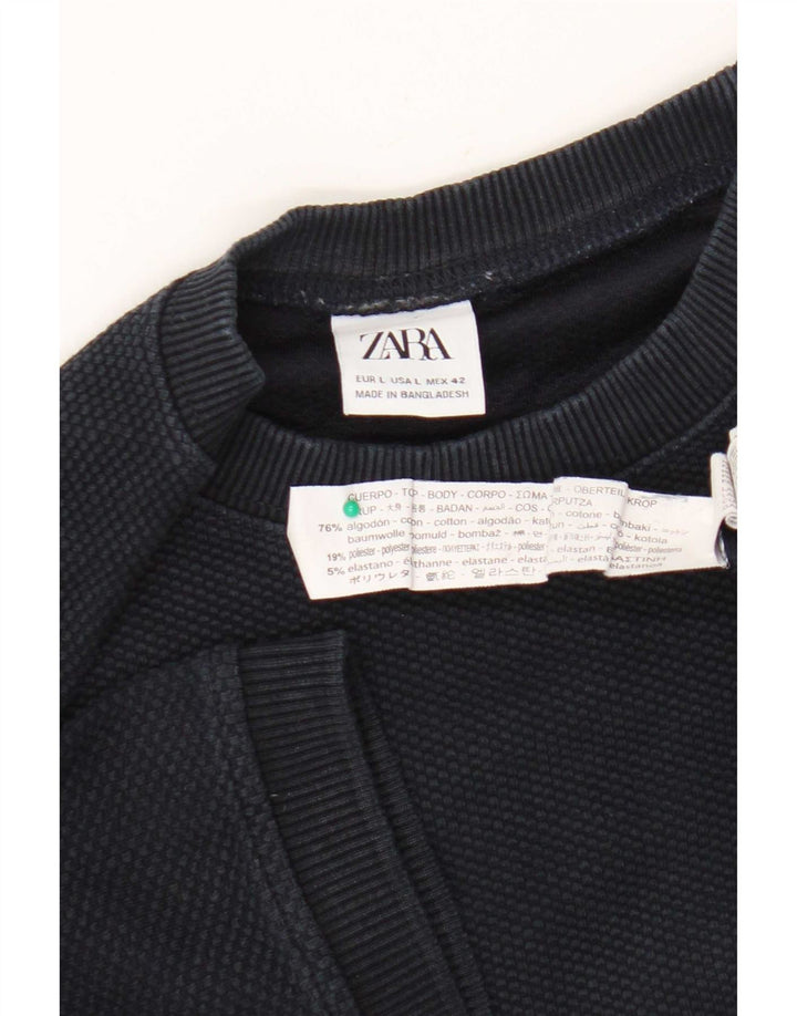 Zara Hombre Camiseta Top Grande Azul Marino Algodón
