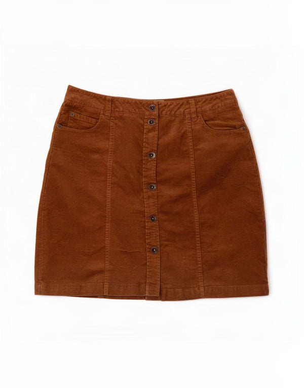 Falda de pana para mujer Fat Face UK 12 Medium W32 Algodón marrón