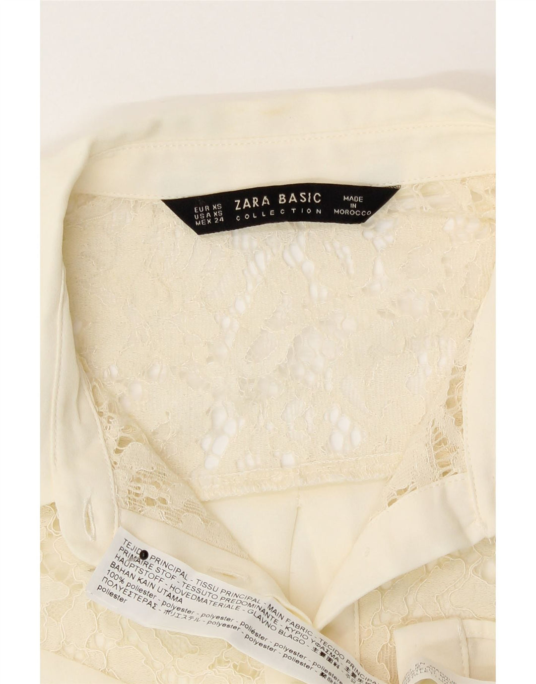 Camisa Blusa de Mujer Zara UK 6 XS Blanco Roto Poliéster
