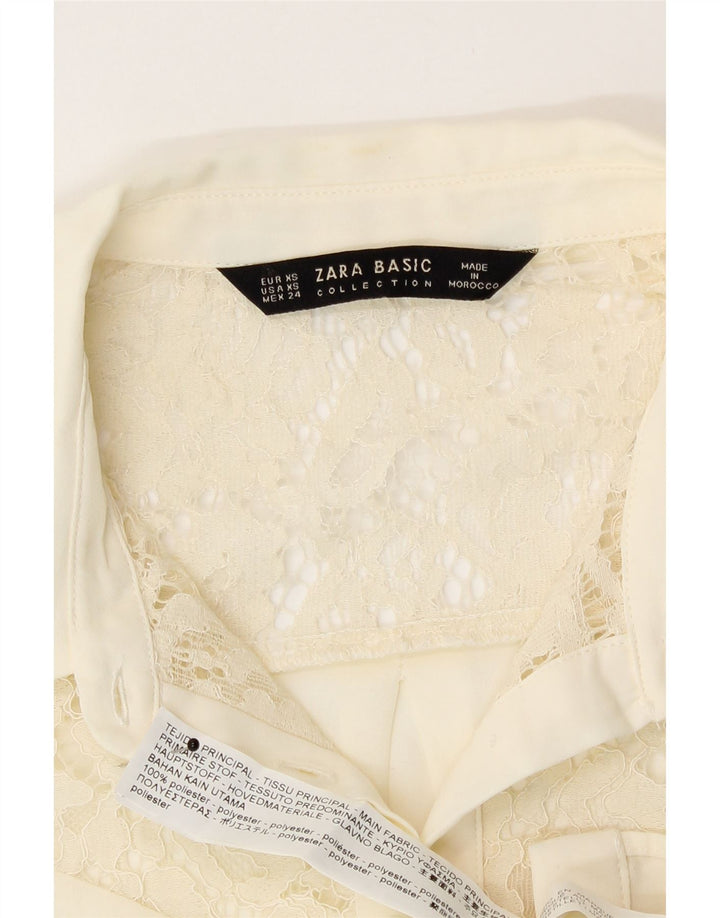 Camisa Blusa de Mujer Zara UK 6 XS Blanco Roto Poliéster