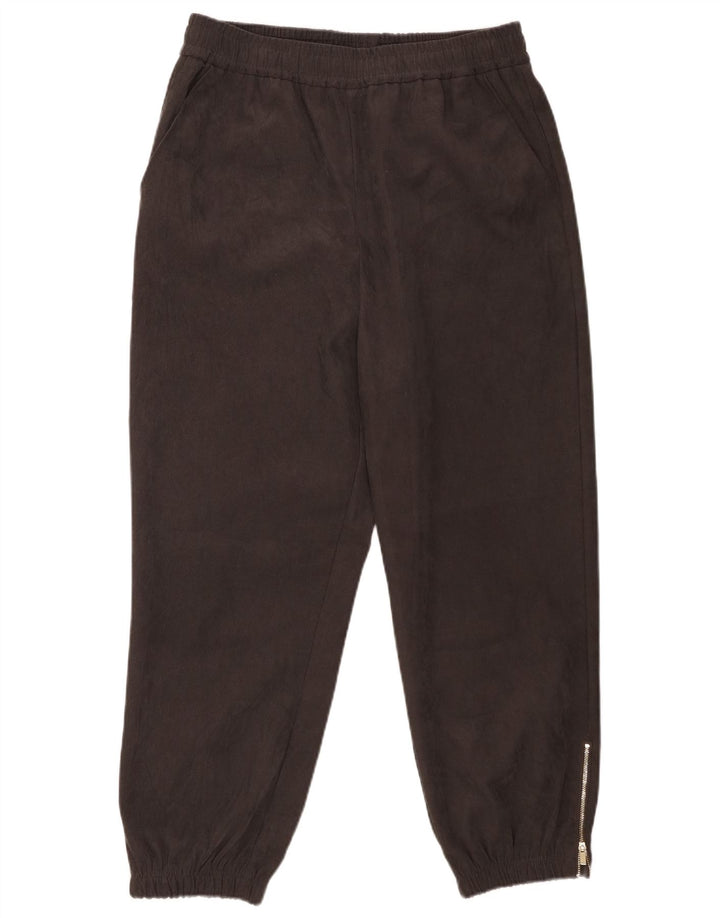 Zara Mujer Crop Chándal Pantalones Joggers UK 46 Grande Gris Poliéster