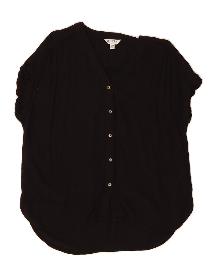 ORVIS Womens Oversized Short Sleeve Shirt Blouse UK 10 Small Black Rayon Vintage Orvis and Second-Hand Orvis from Messina Hembry 