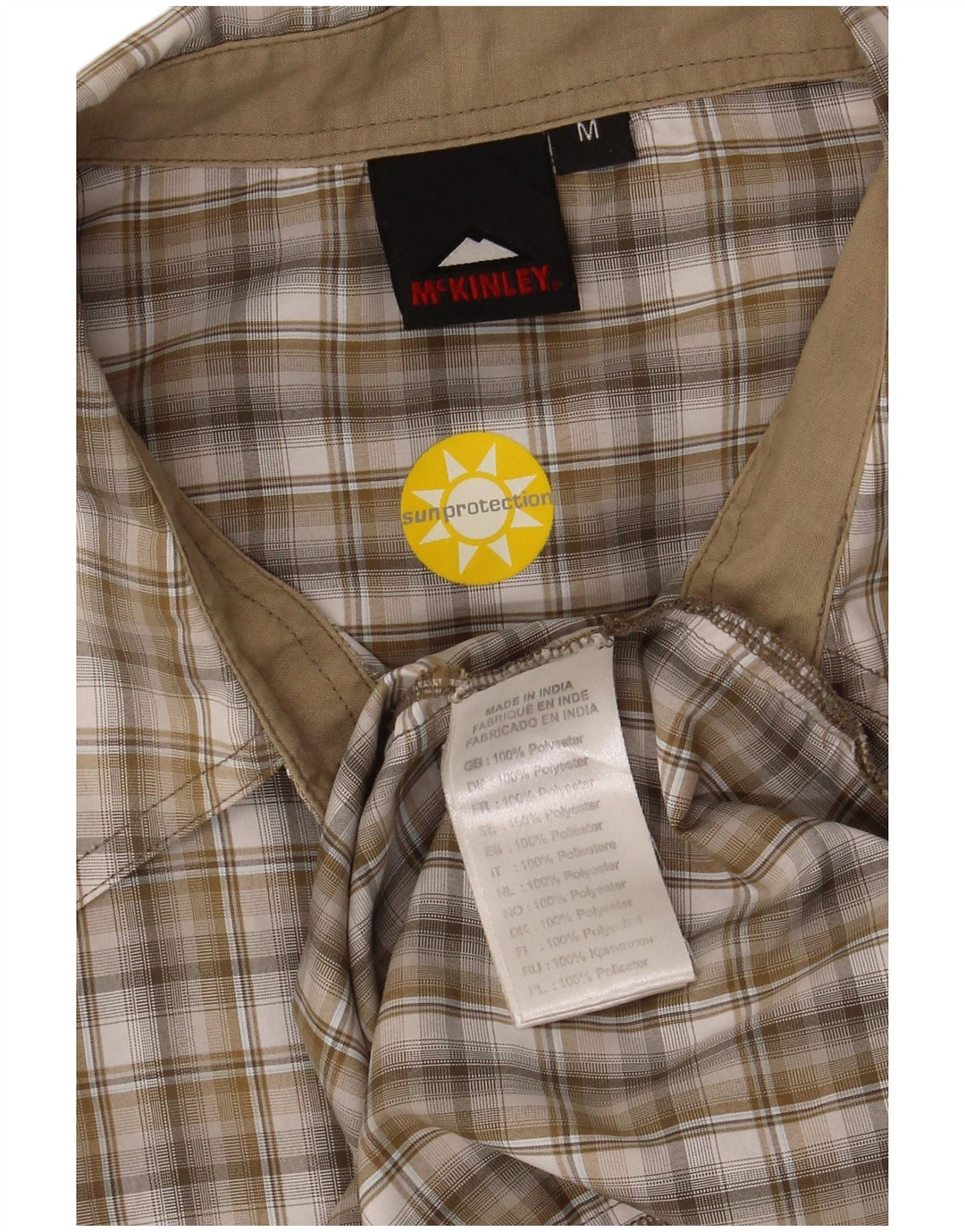 MC Kinley Camisa de manga corta para hombre Poliéster a cuadros caqui medio