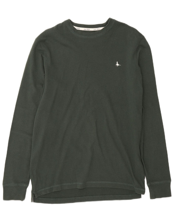 Jack Wills Camiseta para hombre de manga larga de algodón verde pequeño