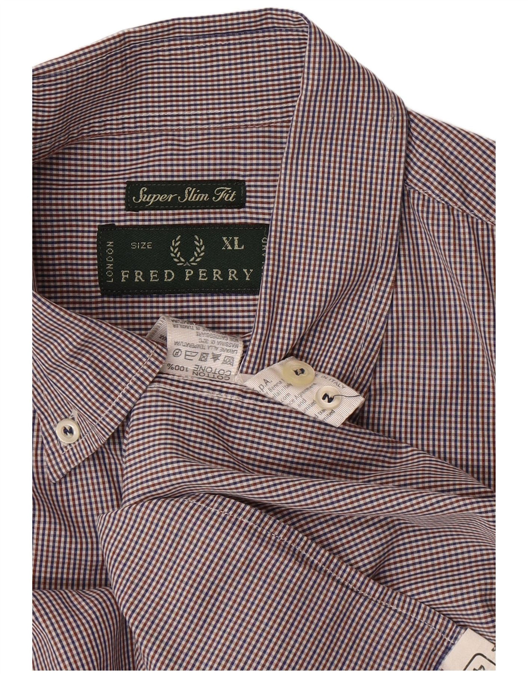 Fred Perry Camisa Slim Fit XL De Algodón A Cuadros Multicolor Hombre