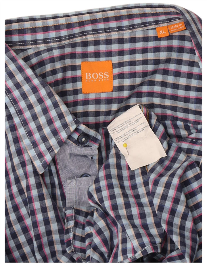Camisa Hugo Boss Hombre XL Algodón Cuadros Azul