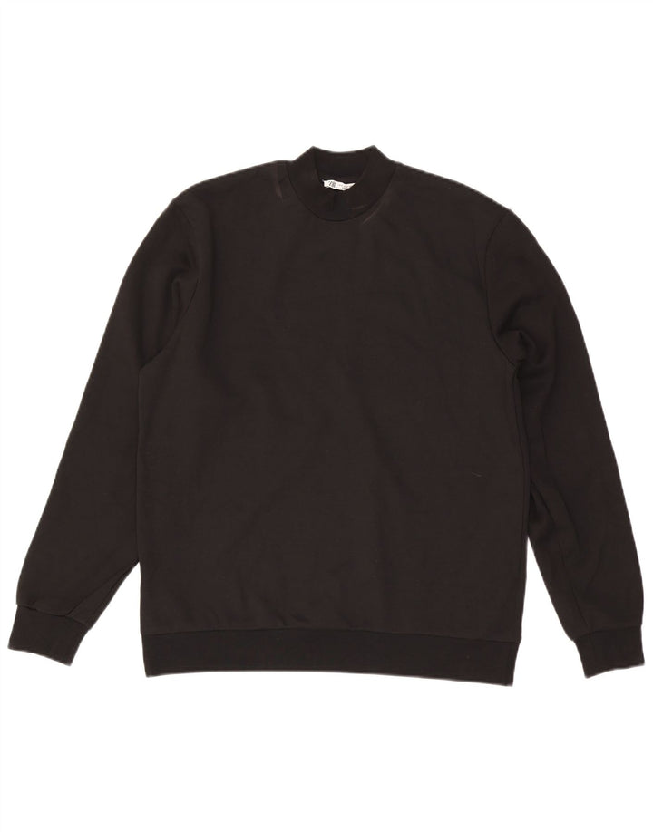 Zara Hombre Sudadera Jumper Small Negro Algodón